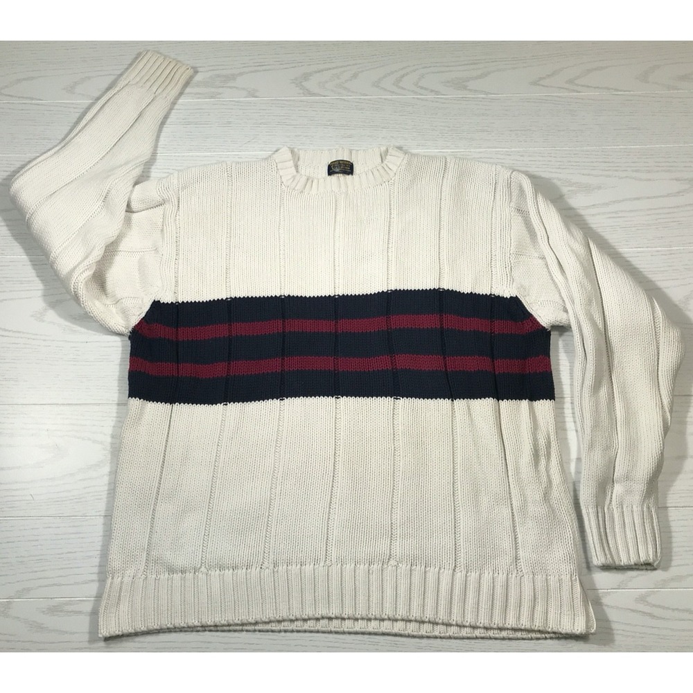 Vintage Brooks Brothers Sweater Mens XL 100% Cotton Striped Crewneck Preppy 80s